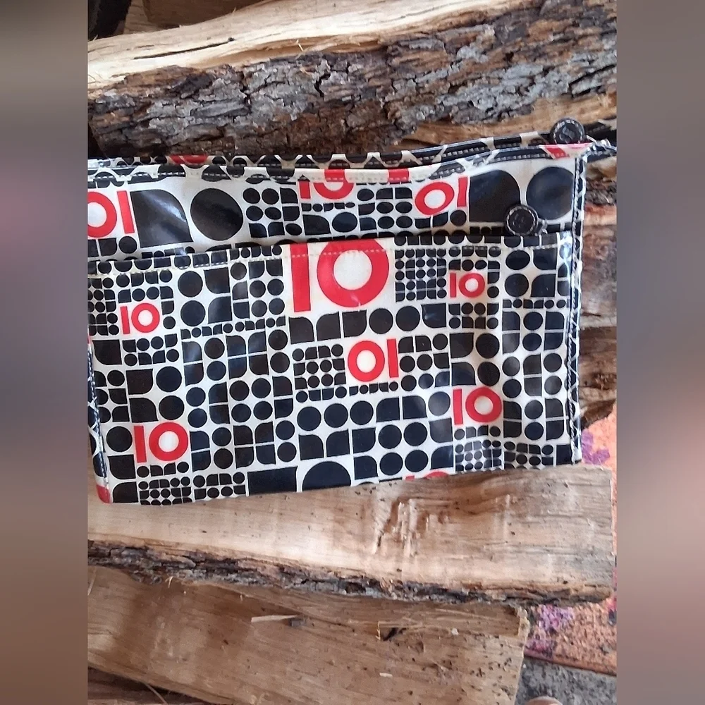 Geometric Kate Spade Black and Red Clutch